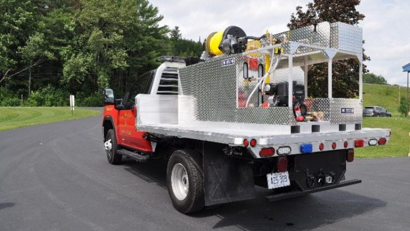 View of a 300-gallon-fire skid on the scene
