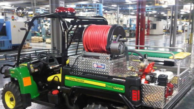 A UTV Skid In A Warehouse Prepared To Fight Fires