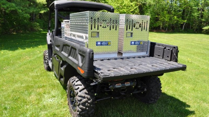 A UTV that has been fitted to assist law enforcement officers to patrol beyond the streets.