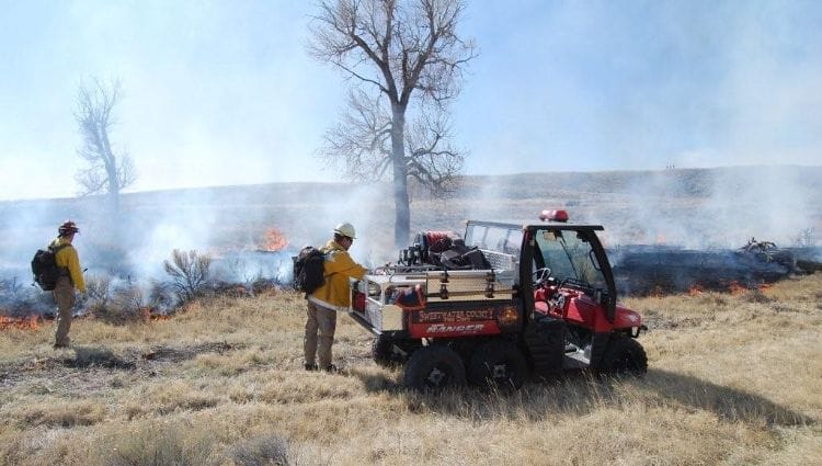 An Utv With A Firelite Skid Unit Being Used At A Controlled Burn