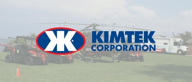 KIMTEK Corporation logo with a background of UTVs and a helicopter.