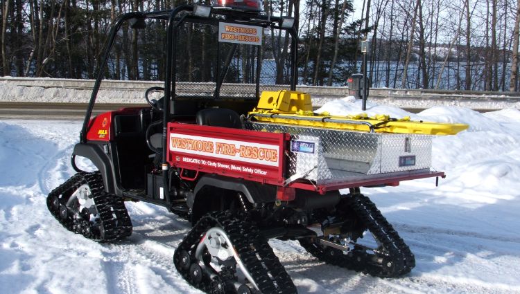 A Search And Rescue UTV Skid That Is Set Up For Snowy Regions
